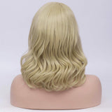 BERON Short Bob Curly Blonde Wig Women's Halloween Cosplay Costume Wig Daily Use Party Wig (Blonde)