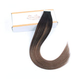 Sixstarhair Silky Straight Beautiful Balayage Color New Trend Tape in Hair Extensions Dark Brown Fading to Chestnut Brown Remy Human Hair Ombre and Piano Colors [Color B2-6 16inch]