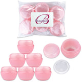 Beauticom 24 Pieces 50G/50ML Pink Frosted Container Jars with Inner Liner for Lotion, Toners, Lip Balms, Makeup Samples - BPA Free