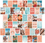 Artivo Peach Teal Aesthetic Wall Collage Kit, 50 Set 4x6 inch, VSCO Girls Bedroom Decor