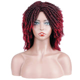 Short Ombre Dreadlock Afro Hair Wig Braided Crochet Twist Hair Short Curly Heat Resistant Synthetic braided wigs for black women (1B/burg)