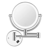 BRIGHTINWD 5X LED Wall Mounted Makeup Mirror with Dimmable Lights and Switch Magnifying Wall Bathroom Mirror Touch Screen Power by Plug