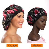 Silk Bonnet for Women, XL Large Stain Silk Bonnet for Natural Hair, Women Sleep Cap Bonnets With Comfortable Wind Band (4 Pack)