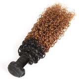 8A Grade Brazilian Curly Hair Weave 3 Bundles (14 14 14,300g) Brazilian Virgin Kinky Curly Human Hair Weave 8A 100% Unprocessed Hair Weft Extensions Ombre 2 Tone 1B/30 Color