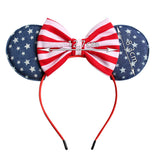 Cat Ear Headband for Women Girls July Fourth Hair Band Headwear Accessory ZHB01 (Red Bow)