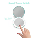 Rechargeable Compact Mirror with Light,1x/10x Magnification,3.5 inch Dimmable Lighted Travel Makeup Mirror,LED Compact Mirror for Purses,Pocket,Touch Switch,Type-c Charging,Daylight,Portable,Handheld