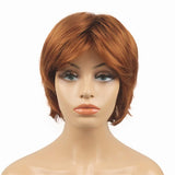 Wiginway Short Wavy Wig Layered Women Wigs Orange Synthetic Hair Replacement Heat Resistant 6 Inch
