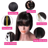 Ice Pear Hair Straight Human Hair Wigs with Bangs 150% Density Virgin Brazilian None Lace Front Wigs Human Hair Glueless Machine Made Wigs for Black Women (18 Inch, straight wig)