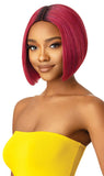 Outre THE DAILY WIG Beautiful Quick & Easy Natural Hand-tied Lace Part, Heat Friendly Premium Synthetic Short Straight Bob Blunt Cut Pre-Attached Elastic Band - DIXIE (DSREGPL)