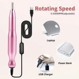 Professional Nail Drill for Acrylic Nails,20000RPM Electric Nail Drill Machine Portable Efiler Nail Drill For Acrylic/Gel Nails,Rechargeable Pedicure Drill Set for Nail Polishing Removing
