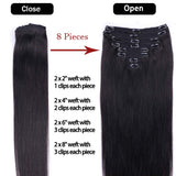 Dosacia Hair Extensions Clip in Human Hair Natural Black 20 Inch 120g 8pcs Remy Clip in Hair Extensions Real Human Hair Extensions for Women Straight Thick (20inch, Straight)