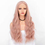 Persephone Long Pink Lace Front Wig with Natural Hairline Cosplay Synthetic Wavy Wigs for Women 22 Inches Heat Resistant