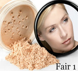 20pc STARTER KIT w/BRUSHES (LIGHT & FAIR 1) Mineral Makeup Sample Size Set Foundation Blush Veil Eye Shadows