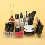 SUNFICON Makeup Organizer Cosmetic Storage Box Holder with Dust Free Cover and Crystal Clear Makeup Storage Tray Holder