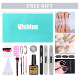 Vishine LED UV Gel Nail Lamp Set - 72W Gel Nail Dryer - Professional Curing Light 6 Gel Polish Base Top Coat Full Manicure Tools Deluxe Starter Kit #03