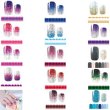 Full Nail Stickers 14 Sheets, Glitter Gradient Color Full Wraps Polish Strips, Nail Art Decals, Self-Adhesive Nail Art Sets for Women Girls.