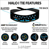 Halo Headband I Sweatband Tie Headband for Both Men and Women No Slip with a Custom Fit