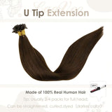 Hair Extensions U Tips Brown LaaVoo Natural Human Hair Utip Brown Hair Extensions Prebonded Keratin U Tips Human Hair Extensions Dark Brown Utip Fusion Hair Extensions Hot Fusion 1g/s 50g 16"