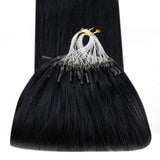12 Inch Micro Ring Hair Extensions Human Hair Hetto 50Strands #1 Jet Black Remy Micro Beads Link Beads Hair Extension