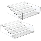 mDesign Plastic Bathroom Storage Organizer Shelf for Cabinet, Vanity, Countertop - Holds Vitamins, Supplements, Medicine Bottles, Essential Oils, Nail Polish, Cosmetics - 4 Levels, 2 Pack - Clear