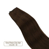 Ugeat Clip in Hair Extensions Human Hair 14inch Clip in 100% Real Human Hair Extensions 50Gram #4 Dark Brown One Piece Clip in Human Hair Extensions with 5 Clips for Women