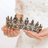 Nicute Baroque Crowns and Tiaras Black Bride Wedding Rhinestone Tiara Queen Crystal Headpieces Jewelry for Women and Girls