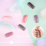 Gellen Pastel Nudes Gel Colors Nail Polish - 6 Colors With Top Coat Base Coat 8ml Each Soak Off Nail Art Home Gel Manicure Kit