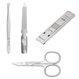 Nippes Solingen Manicure Set, 4 Piece Stainless Steel, Nickel-Free, Genuine Black Cowhide Leather Case