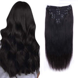 Dosacia Hair Extensions Clip in Human Hair Natural Black 20 Inch 120g 8pcs Remy Clip in Hair Extensions Real Human Hair Extensions for Women Straight Thick (20inch, Straight)