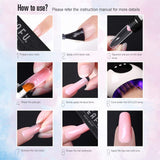 Modelones Poly Nail Gel Kit Enhancement Builder Gel Nude Gray Glitter Nail Extension Gel Kit with Slip Solution Trial Professional Technician All-in-One French Kit