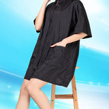 Lurrose Hair Stylist Grooming Smocks Short Sleeve Hairdressing Cape Hairdresser Work Clothes Salon Client Gown for Man Woman (Black M)