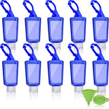 10 PackTravel Plastic Clear Bottles Set with Silicone Sleeve & 2 Funnel (30ML/1OZ, Blue)