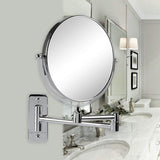 Ovente Wall Mounted Makeup Vanity Mirror 7 Inch 1X 7X Magnifier 360 Degree Extended Arm Double Sided Spinning Bathroom Decor Shaving Beauty Barber Personal Circle Large Polished Chrome MNLFW70CH1X7X