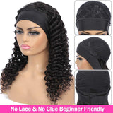Human Hair Headband Wigs for Black Women Deep Wave Headband Wigs 150 Density Glueless Non Lace Front Wig Human Hair Wigs Deep Curly Hair Wig with Headbands No Plucking Wigs (14)