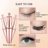 Magnetic Eyelashes with Eyeliner Kit 3D Waterproof Magnetic Eyelashes Kit with Tweezer Reusable No Glue Needed False Eyelashes Set for Women