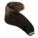 Sunny Tape in Human Hair 18 inch Balayage Tape in Hair Extensions Tape in Real Remy Human Hair Off Black Ombre to Dark Brown and Strawberry Blonde 50 Grams 20Pcs