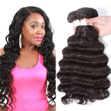 12A Loose Deep Wave 3 Bundles 18 16 14 Double Weft 100% Virgin Human Hair Weave Unprocessed Wet and Wavy Hair Weaving Bundles Natural Color Loose Deep Curly Thick and Full (14" 16" 18")