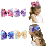 gdy 4 Pcs Large JoJo Multi-colored Siwa Hair Bow, 8 Inch Handmade Grosgrain Ribbon Alligator Clip Hair Accessories for Gift