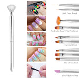 10Pcs Professional Nail Art Brushes Set Salon 3D Acrylic DIY Manicure Drawing Painting Pen Tool Kit - Silver