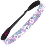 Hipsy Women's Adjustable NO SLIP Pastel Flowers Wide Headband Gift Packs (Wide Purple & Glitter 5pk)