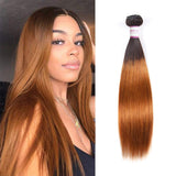 1B/30 Ombre Brazilian Hair Straight 1 Bundle Black to Dark Brown Silky Straight Human Hair Extensions (1 Bundle 22", 1B/30)