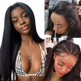 QTHAIR 14A 4x4 Lace Closure Wigs Straight Lace Front Wigs Human Hair With Baby Hair (12inch, 150% Density) Straight Hair Wigs For Black Women Natural Color