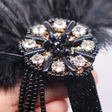 1920s Flapper Elastic Headband-Roaring 20s Accessories Feather Headband Great Gatsby Flapper Hair Accessories for Women (15-black)