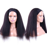 Piaoran Headband Human Hair Wigs Kinky Straight Brazilian Virgin Hair Headband Wigs Yaki Straight Machine Made Human Hair Wigs None Lace Front Wigs For Black Women 22inch