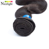 Nicelight Brazilian Body Wave Human Hair Bundles Unprocessed Body Wave Bundles Virgin Human Hair Natural Black Color (24 inch)