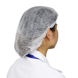 Tvoip 100Pcs 19" Disposable Cap Hair Net Cap Hair Hat Anti Dust Net Bouffant Cap Non-Woven Head Cover Hat Elastic Cleaning Hair Protect Hat Cap (White)