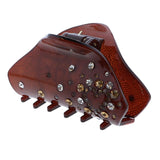 3.5 Inch Jaw Clip Hair Claw With Diamonds and Heart Motif -Brown