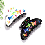 Hair Claw Clips For Women Large Non Slip Rectangle Banana Hair Clamps Clip Sparkling Rhinestone Flower Hair Claw Barrette Clamp Jaw Hair Accessories (3D flower butterfly)