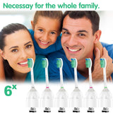Replacement Toothbrush Heads for Phillips Sonicare E-Series HX7022, Replacement Brush Heads Compatible with Sonicare Essence, Elite, Advance, CleanCare Electric Toothbrush, 6 Pack