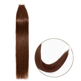 16 18 20 22 Inch Tape in Human Hair Extensions 100% Remy Straight Human Hair Professional Seamless Tape Skin Weft Extensions 40pcs 80g/pack Medium Brown (20'',#4)+ 20pcs Free Tapes